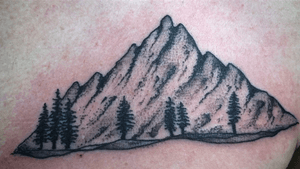 Each peak represents my sisters and my parents. Each tree represents my three nephews and four nieces. #familytattoo