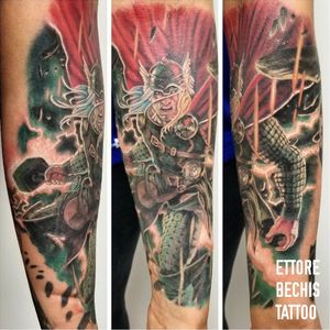 I really enjoyed doing this tattoo! www.ettore-bechis.com Best tattoo shop in Miami Beach Is inspired by a Thor comics cover, the artist who create it is phenomenal! Look at his work, his name is Marko Djurdjevic @sixmoremarkoDone with tubes and needles by @kingpintattoosupply #slotlockcartridges @harley_to_good #marvel #Thor #theavengers #comics #tattoo #tattoos #inked #girlswithtattoos #tattooed #instatattoo #tattooart #tattooedgirls #besttattoo #thebesttattooartists #ink #instafashion #womantattoo #tattoolive #lovetattoo #beautifultattoo #lovetattoo #ideatattoo #perfecttattoo #woman #body #Miamibeach #tattoostudio #tattooartist 
