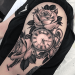 Pocket watch and roses #london #pocketwatch #rose #roses #neotraditional #blackandgrey 