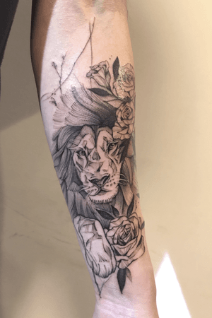 lion flower big 8.25 temporary tattoo cover up tattoos on wrist