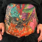 Tattoo by Matt Deverson #MattDeverson #tattoodoambassador #toptattoos #color #japanese #neojapanese #peony #skull #snake #nature