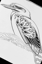 Inking of a kookaburra - #kookaburra #dotwork #linework #blackwork #blackAndWhite #ink #drawing #art #goldcoastaustralia #ladysky