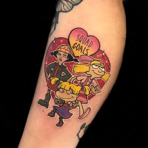 Tattoo by Natalie Morguette #NatalieMorguette #Nickelodeontattoos #nickelodeon #nicktattoos #cartoontattoos #newschool #90scartoon #90s #color #cartoon #heyarnold #rugrats #heart #sparkle