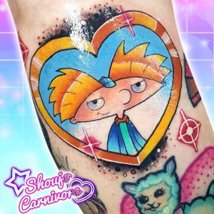 Tattoo by Shoujo Carnivore #ShoujoCarnivore #Nickelodeontattoos #nickelodeon #nicktattoos #cartoontattoos #newschool #90scartoon #90s #color #cartoon #heyarnold #sparkle #heart