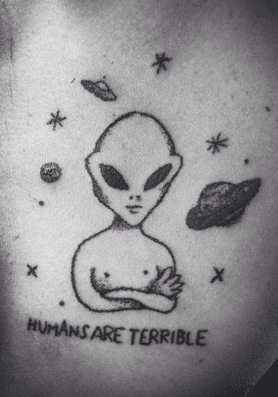 Just little handpoke 😂#alien #ufo #stickandpoke #handpoke #stars 