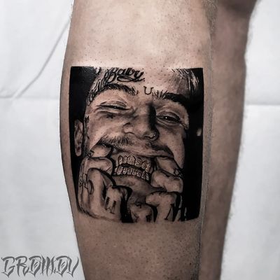 Tattoo by Sergey aka Gromov Tatt #Sergey #GromovTatt #SergeyGromov #musiciantattoos #musician #portrait #music #blackandgrey #LilPeep #realism #realistic #hyperrealism #rapper #grill