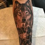 Wolf and cub tattoo #religioustattoo #blackandgrey #tattoo #art #orangecountytattooartist #inlandempiretattooartist #blackandgreytattoo #wolftatto #wolf #animaltattoo #familytattoo 