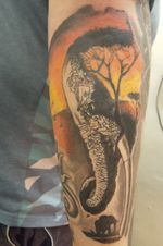 Elephant/sunset design #tattoo #tattoos #tattooist #tattooartist #elephanttattoo 