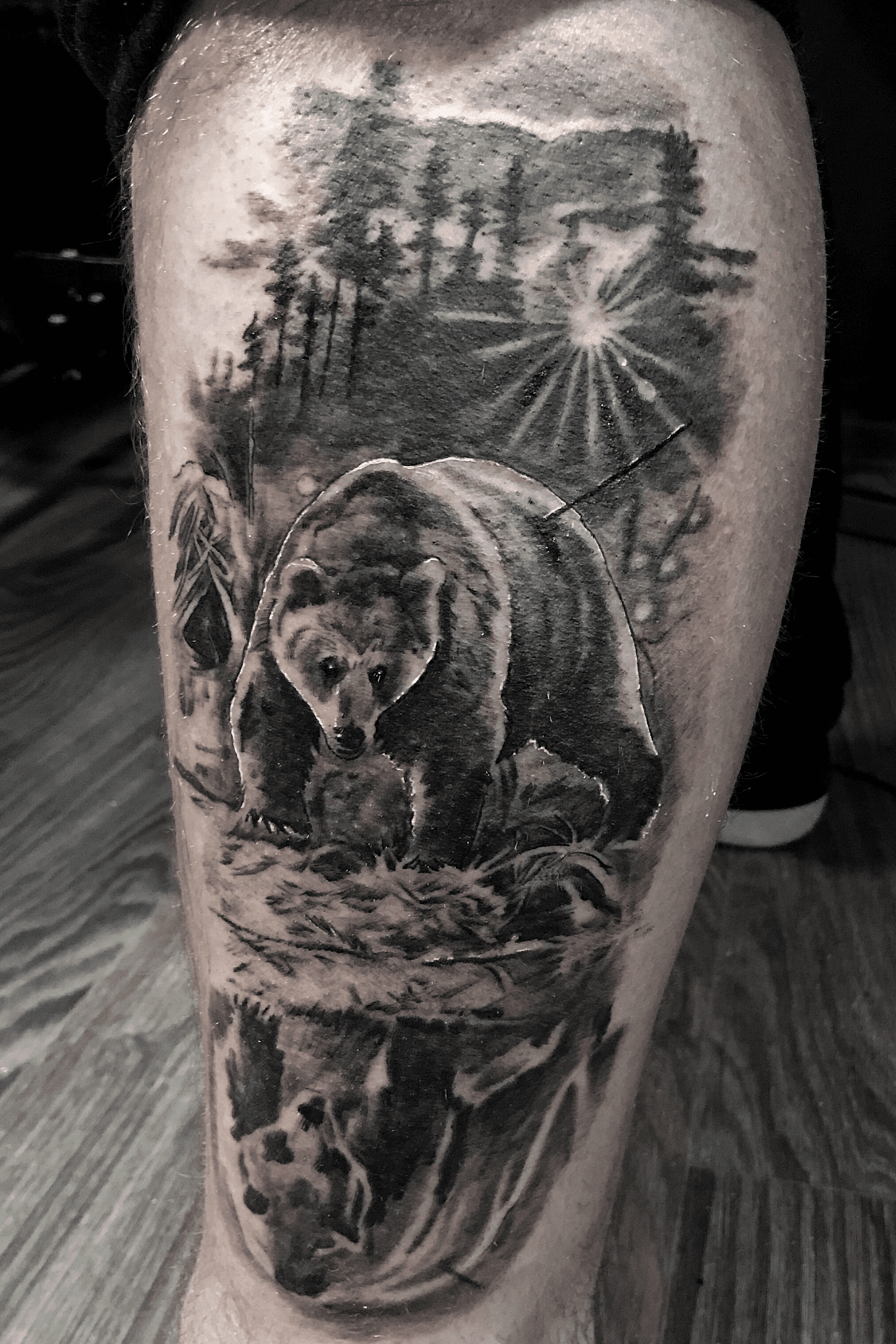 Beautiful bear on hand   by  Inkadelic Tattooing  Facebook