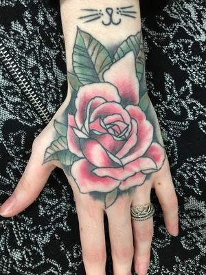 Rose Hand Tattoo Kitty Face