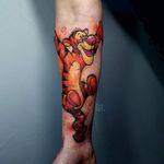 Tattoo by Russell Van Schaick #RussellVanShaick #winniethepoohtattoos #winniethepooh #childrensbooks #cartoon #animated #disney #disneytattoo #color #tigger #watercolor #Illustrative