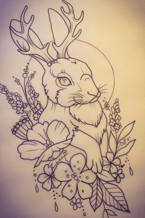 Another random piece I found. Artist unknown. Exactly how I would like my jack rabbit tattoo to look like. Maybe a little less flowers to tone it down 💛