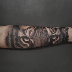 Realism tiger eyes tattoo