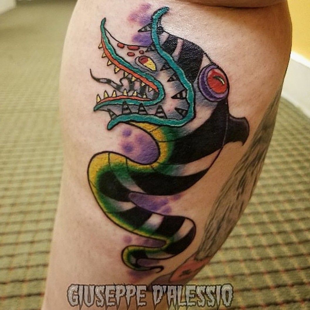 sand snake from Beetlejuice by Dybuk Ink  Beetlejuice tattoo Creepy  tattoos Tattoo design drawings