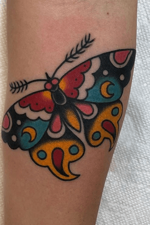 Moth tattoo made by Brent Mccarron at The Bell Rose in Daphne, Alabama. 