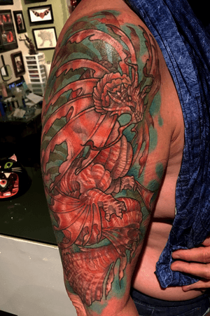 -healed- Lionfish Dragon                                       #dragon #tattooartist #fantasy #color #halfsleeve #neotraditional #illustrative #ocean #milwaukee #chicago #dragontattoo  #fish #Wisconsin #Lionfish #Drake #tattooart #tattoo
