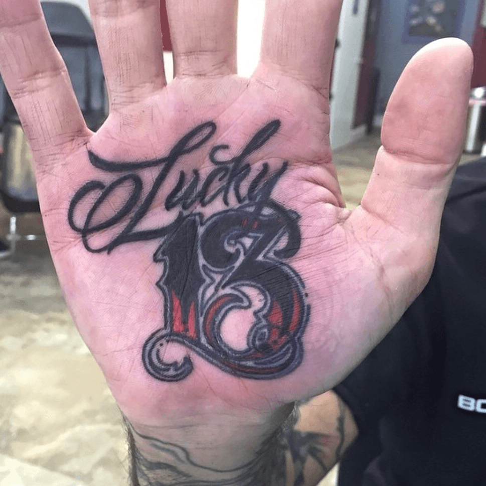 Tattoo uploaded by Justin Stephan  Lucky 13 hand tattoo done a whike back   Tattoodo