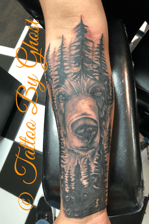 Bear half sleeve in Progress second picture #fusionink #fusionblackandgreyink #ghostbuiltmachine #mikepikemachines #BlackClaw #criticalpowersupply #albroclipcordandfootswitch