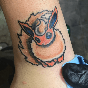 Super fun Pokemon tattoo! Flareon, one of my personal favorite characters. Would love to do more pokemon tattoos like this!!!