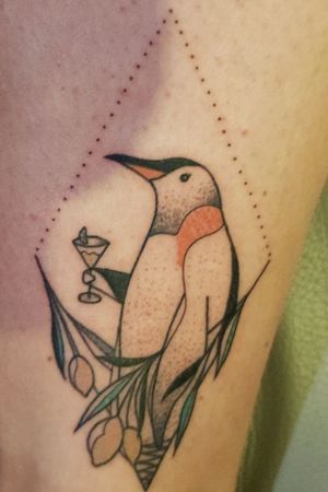 First tattoo by Volja. #volja #penguintattoo #cheers #lemon #penguin 