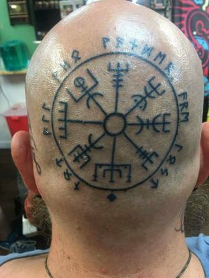 Vegvisir (the runes say "Not all who wander are lost")
