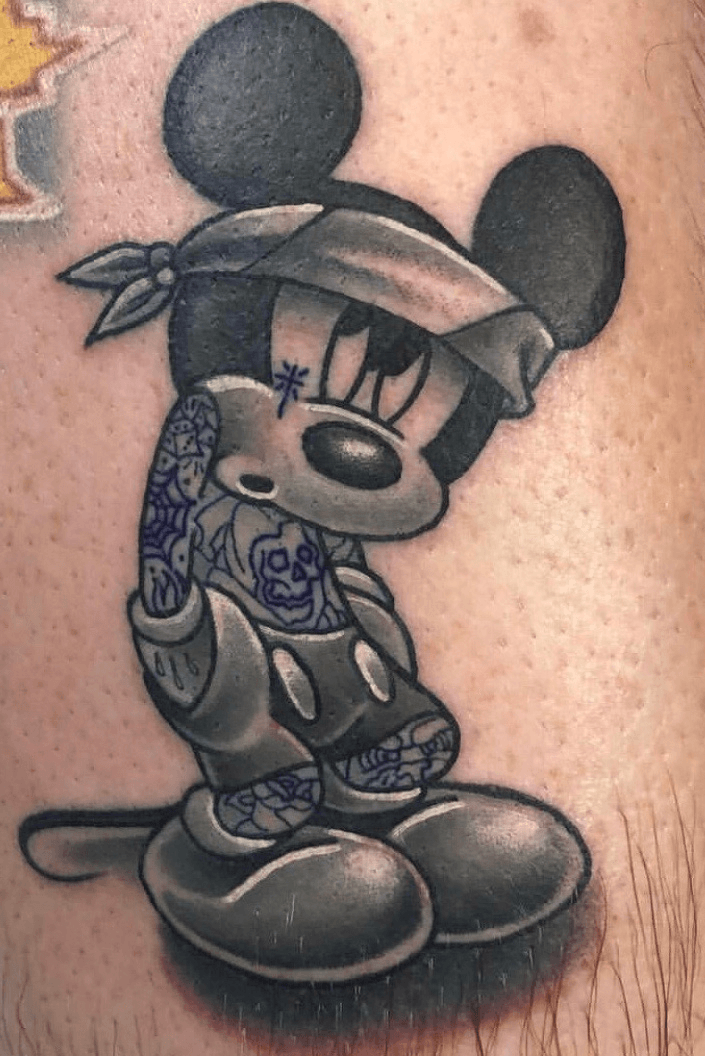 Mickey Mouse Disney Gangster  Unique tattoos Tattoos Skull tattoos
