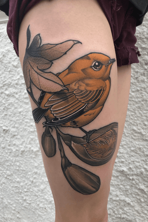 Bird tattoo by Ulyss Blair #UlyssBlair #bird #neotraditional #color #nature #Tattoodo #tattooartist #tattos