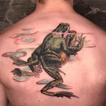 Tattoo by Esther Garcia aka butterstinker #EstherGarcia #butterstinker #frogtattoos #toadtattoos #frogs #toads #animals #amphibian #nature #illustrative