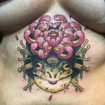 Tattoo by Tien Tien aka Onederfunk #TienTien #Onederfunk #frogtattoos #toadtattoos #frogs #toads #animals #amphibian #nature #Japanese #Irezumi #geisha #chrysanthemum #oiran #flower #color