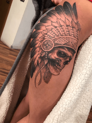 Tattoo uploaded by Justin Shay LeBeau • head dress, native american, skull  • Tattoodo