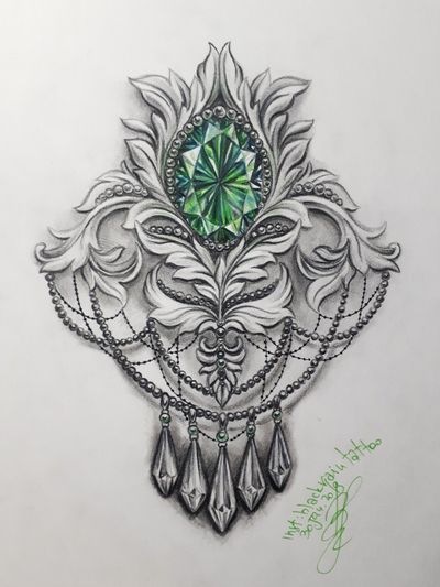 Neck tattoo jewelry design #jewelry #tattoodesign #cristal #chesttattoo #necktattoo 