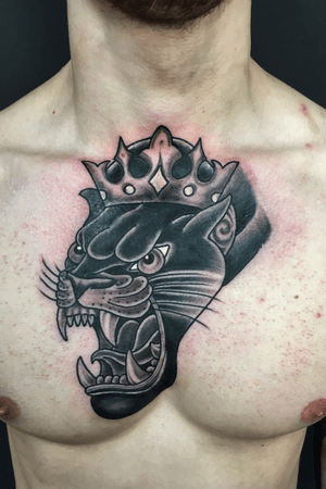 #tattoo #traditional #oldschool #traditionaltattoo #pantherhead #panther 
