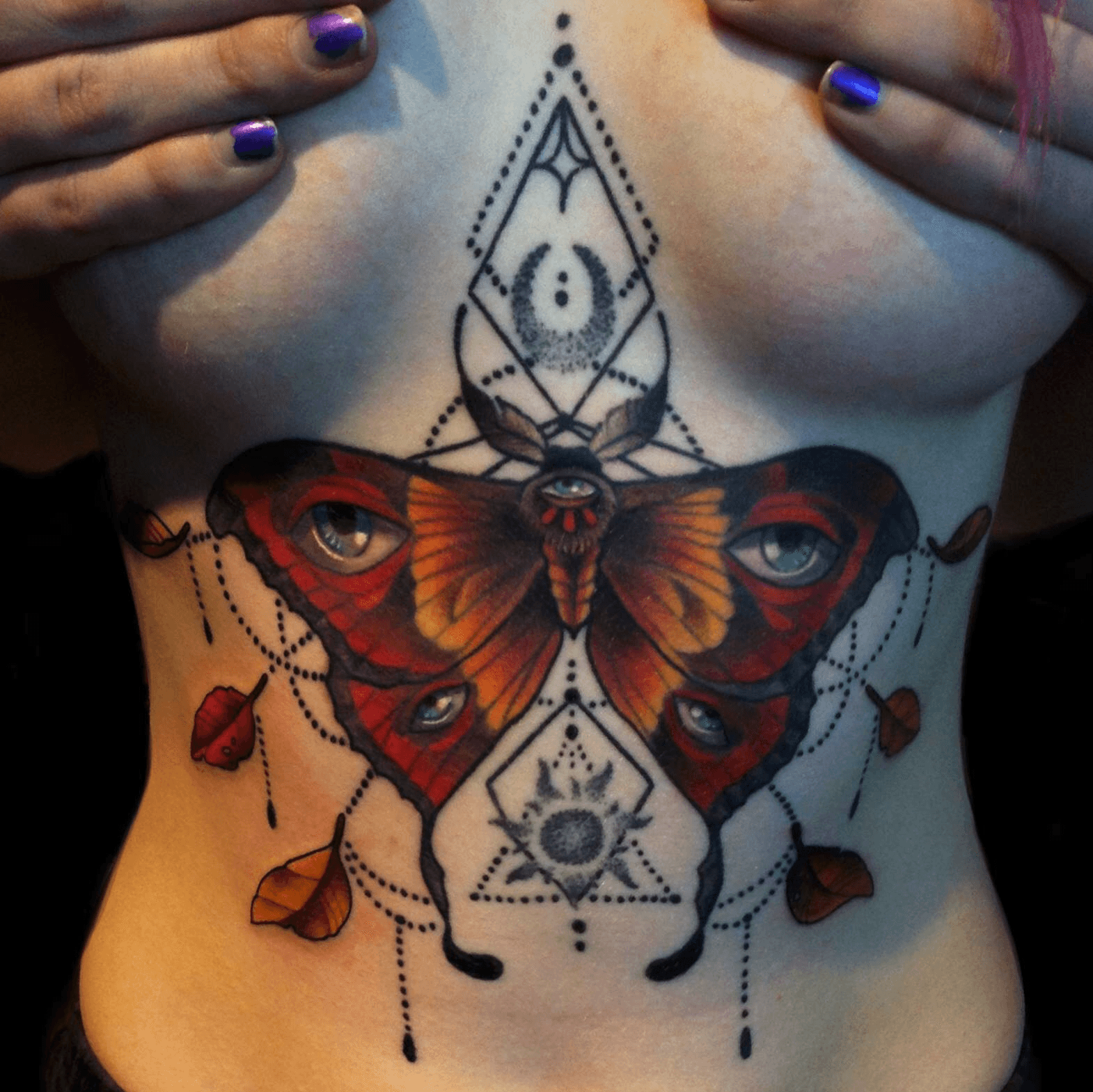 Ascending Lotus Tattoo  Start on this cheststernum moth piece Done by