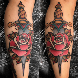 Dagger Rose tattoo