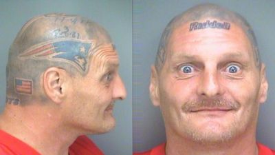 Patriots superfan helmet tattoo #Patriotstattoo #NFL #SuperBowl #SuperBowl2019 #Rams #Patriots #football #footballtattoos #NFLtattoos #SuperBowltattoos