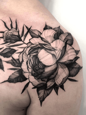 Peony #art #tattooartist #tattoo #tattoos #graphic #ink #inked #tattooed #tattooer #tattooart #photooftheday #blackwork #illustation #tattoopeople # #tattoolife #night #peony #flower