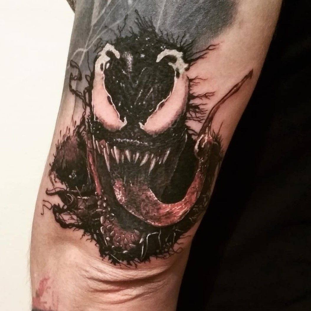 Black venom work  Hand tattoos for guys Venom tattoo All black tattoos