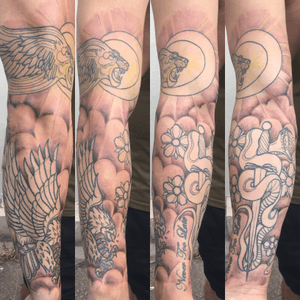 Background filler on crowleys arm today, looking forward to finishing this