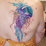 Awesome cover up tattoo I got to make this week. #voidfish #voidfishtattoo #jellyfish #jellyfishtattoo #watercolor #watercolortattoo #watercolortattooartist #wonderlandtattoo #wonderlandkitchener  @wonderlandtattoostudioskw  www.wonderlandstudioskw.com