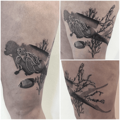 #photooftheday #tattoo #turtle #seaturtle #seaturtletattoo #tortue #tortuetattoo #diver #divertattoo #plongeur #plongeurtattoo #fish #fishtattoo #dot #dots #dotworktattoo #dotwork #dottattoo #dotworkers #petitspoints #thightattoo #blackandgreytattoo #lespetitspointsdefanny #tattoolausanne #lausanne 