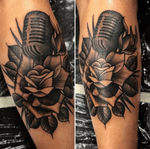 Microphone tattoo and rose!
