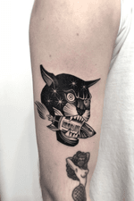 #art #tattooartist #tattoo #tattoos #graphic #ink #inked #tattooed #tattooer #tattooart #photooftheday #blackwork #illustation #tattoopeople # #tattoolife #night #moon #cat #universe #rocket