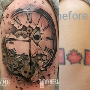 Here is a before and after shot of a single session #coveruptattoo www.wonderlandstudioskw.com 