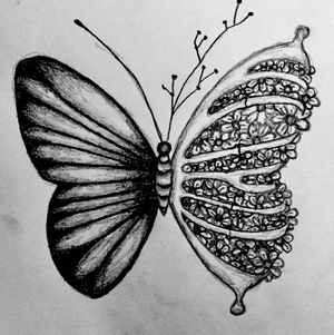 Butterfly tattoo idea for a friend. She didn’t want it eventually, so might as well just keep it for my own. 