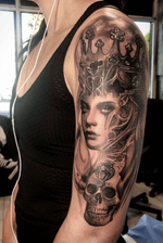 Black grey sleeve #Gothic #sadwoman #blackink #greyink #designs #tattoodesigns #ipadpro
