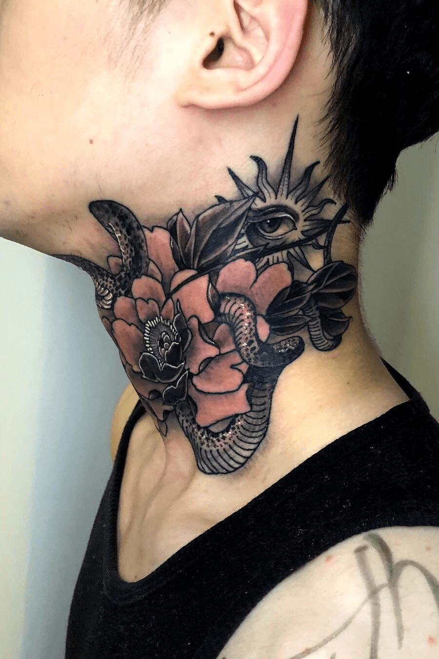 Black snake tattoo on the neck  Tattoogridnet