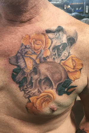 #tattoos #tattoo #tattooartist #skulls #roses #color 
