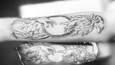 #davinci #Michelangelo #god speak #touchofadam #arm #tattoo #dodwork vs und ich glaube #follow #follower #tattoodo#tattoodoambassasor #artist #mone1971 #follow#natur #arm #fingerofgod 