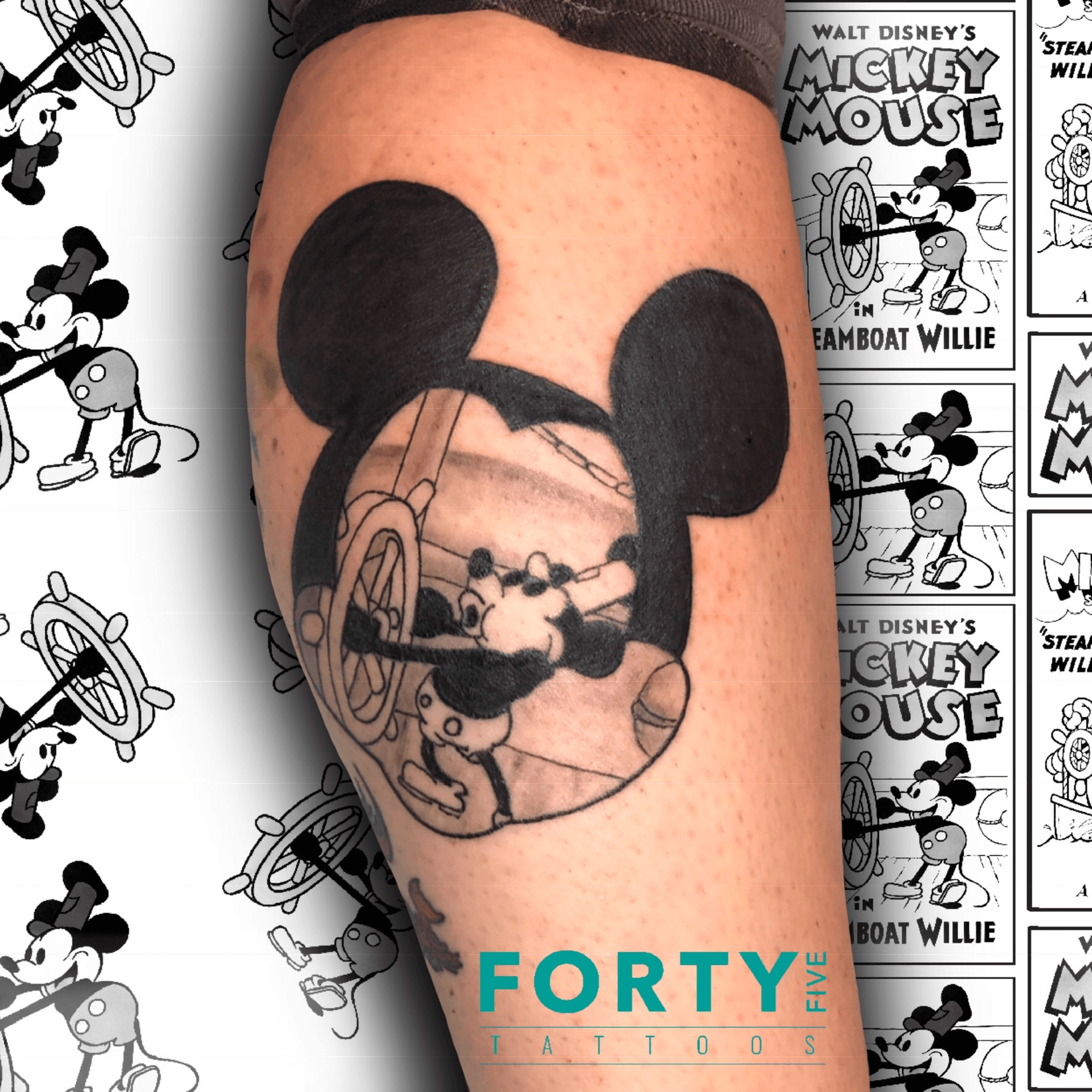 Steamboat Willie Classic Mickey Mouse Disney tattoo  Disney tattoos  Tattoos Classic mickey mouse