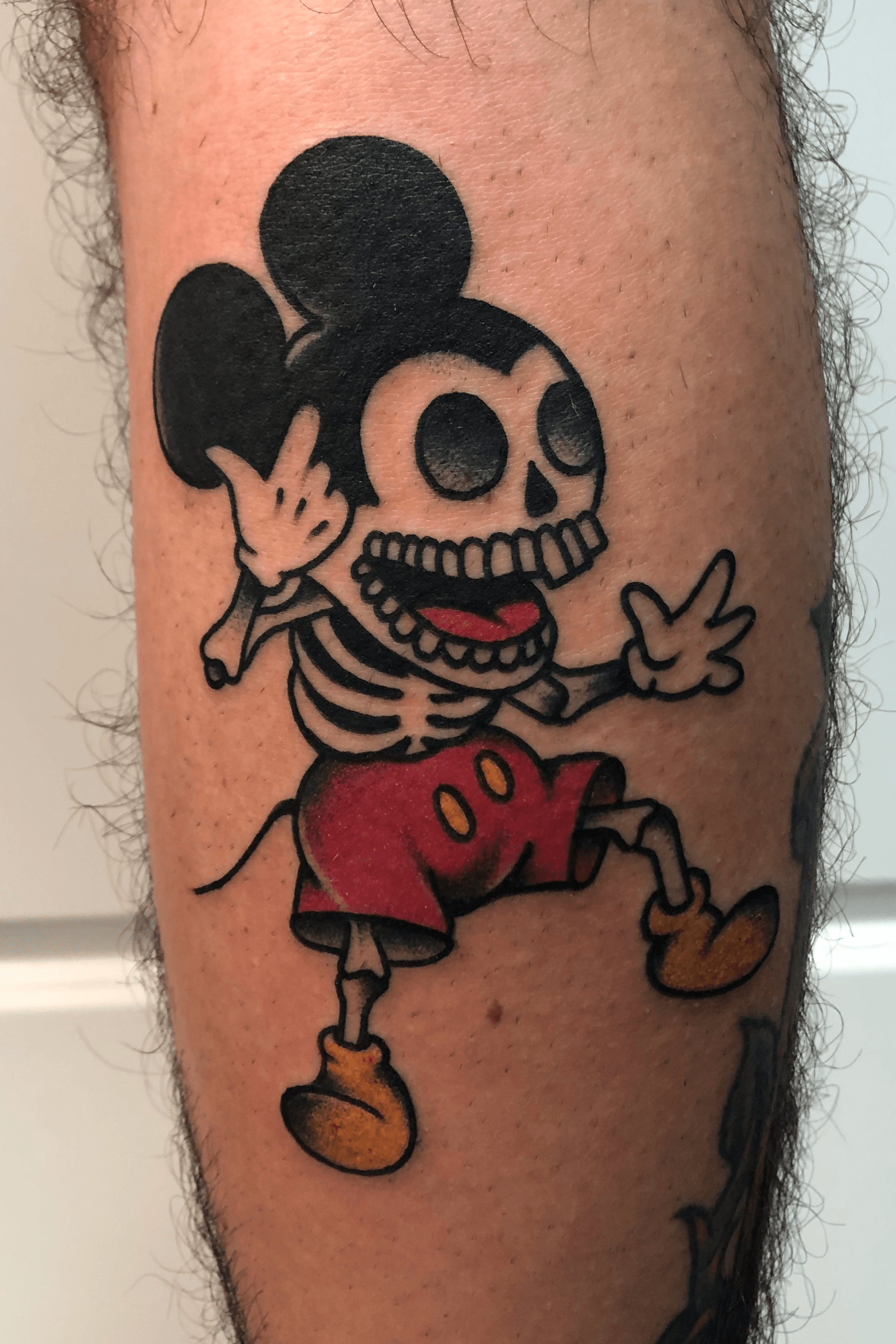 Gangsta Mickey Mouse and Pluto Leg Tatt  Тату